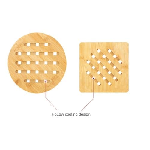 REVGOZU Natural Bamboo Ceramic Pot Tray heat bowls insulation pad, Durable Anti-Hot insulation pad for Hot Dishes, Bowl, Teapot, Hot Pot Holders Tray Soup Bowl Tray table mat(Square, 7.08x7.08*0.39) view 6