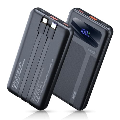 Antteez Portable Charger with Built in Cable - 10000mAh Fast Charging 22.5W Power Bank USB C LED Display Travel Battery Pack 4 Outputs & 2 Inputs for iPhone Samsung iPad Phones Tablets view 6