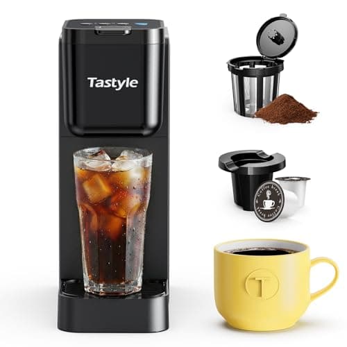 Tastyle Single Serve Coffee Maker for K Cup and Ground Coffee | Brew up to 16 Oz, Fits 7.3'' Travel Mug | Hot, Bold & Over Ice | Compact for Office, RV& Hotel, Classic Black (3.0 Version) view 1