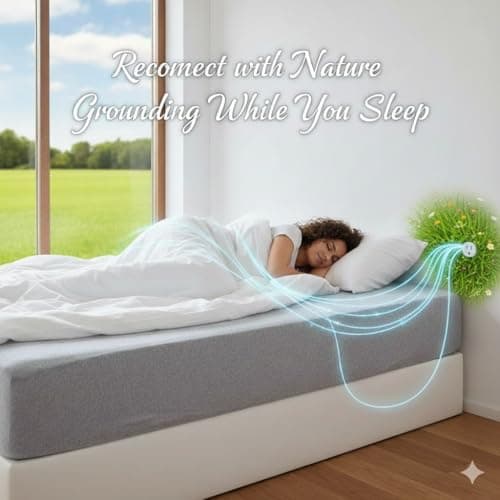 Grounding Sheets with Grounding Mat Set,25% Pure Silver Fiber+75% Organic Cotton,Deep Pocket Grounded Bed Fitted Sheets,40S Anti-Pilling Combed Cotton. view 3