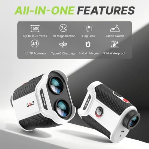 Golf Range Finder with Slope, 1200/1500 Yards Golf Rangefinders with Rechargeable Battery, Pin Lock Vibration, High Transmittance LCD, Golf Accessories for Golfers view 2