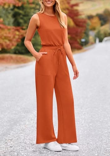 PRETTYGARDEN Jumpsuits for Women Casual 2026 Summer Sleeveless Wide Leg Pants Rompers One Piece Beach Vacation Spring Outfits view 6