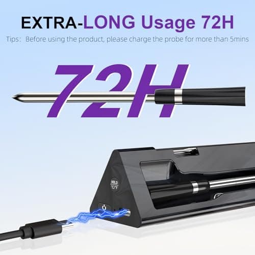 2 in 1 Wireless Meat Thermometer with 1 Wired Probe, RGB Cooking Progress Light, LCD Base, Smart APP Control, IPX8 Waterproof, Digital Food Thermometer for Grill, Smoker, Oven, Sous-Vide & Rotisserie view 5