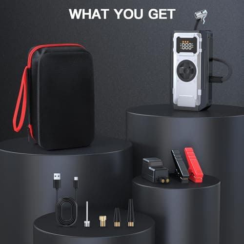 6000A Jump Starter with Air Compressor,12V Lithium Battery Booster Pack view 2