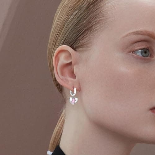 XIUQILAI 925 Sterling Silver Heart Earrings for Women, Dainty Huggie Hoop Fashion Hypoallergenic Small Chunky Stud Earrings Lightweight Love Heart Dangle Jewelry view 6