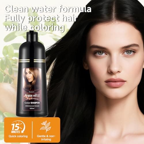 Natural Black Hair Color Dye Shampoo 3-in-1, Covers Gray Hair Fast with Long-Lasting Color, Rich Plant-Based Formula Repairs Damaged Hair, Gentle on Scalp for At-Home Use for Men & Women, 16.90 Fl Oz view 4