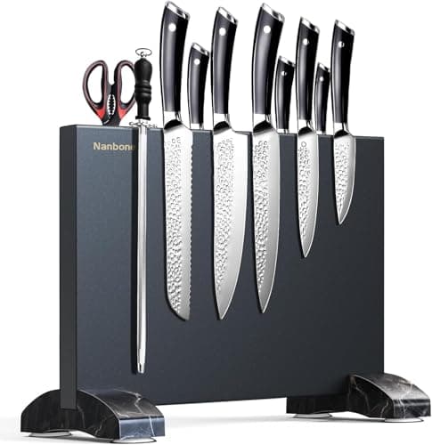 Nanbone Black Magnetic Knife Block Stand Without Knives Black Double Sided Magnetic Knife Holder Rack for Kitchen Counter Stainless Steel Knife Magnetic Strip Display Stand Storage Organizer — image 1
