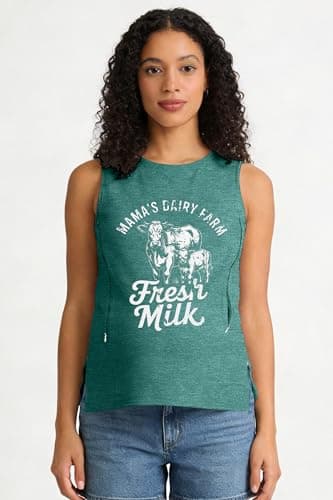 MYHALF Nursing Tank Tops Women Friendly Zip Sleeveless Breastfeeding Shirts Mama's Dairy Farm Print Maternity Clothes view 7