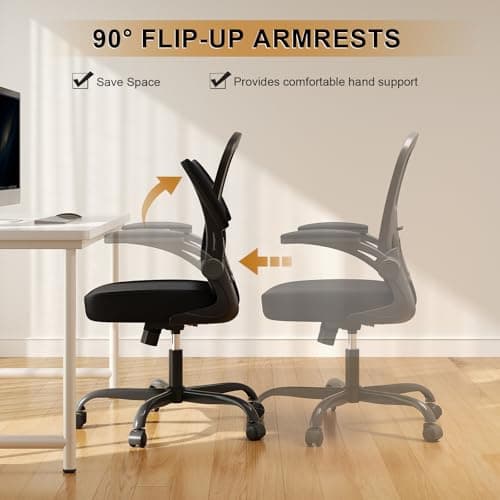 Office Chair, Ergonomic Desk Chairs 330LBS Capacity High Back Mesh Computer Chair with Flip-up Armrests, Comfy Work Chair with Adjustable Lumbar Support, Rolling Chair view 5
