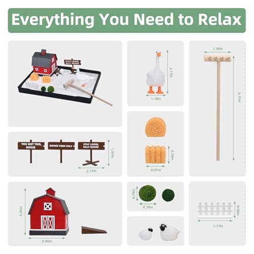 CMLDGIA Zen Garden for Desk Goose Mini Zen Garden Kit Desk Zen Sand Garden Decor with Barn & Interchangeable Signs Stress Relief Office Accessories Gift view 6