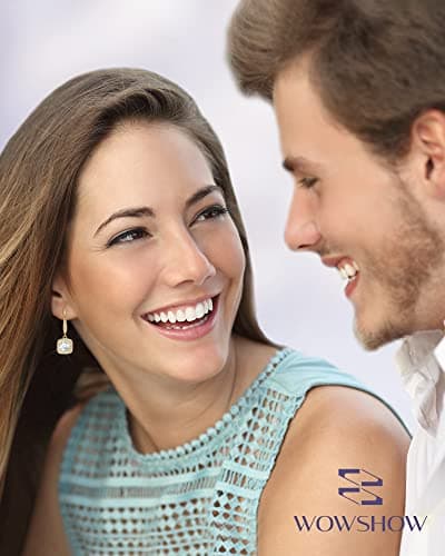 wowshow Moissanite Earrings for Women Mothers Day Gifts, 1ct 2ct TW VVS1 D Color Brilliant Round Cut Dangle Earrings, 18K Gold Plated Leverback Drop Earrings Sparkly Diamond Alternative Gift for Her view 2