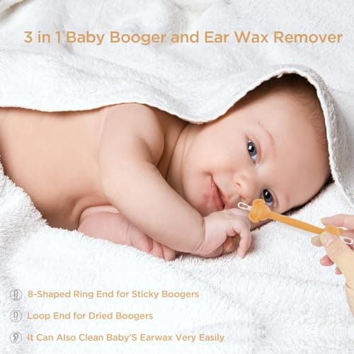 3 in 1 Baby Booger Remover and Baby Ear Cleaner Tool Baby Nose Cleaner with Soft Silicone End Dual Ear Wax and Snot Remover Safe Nasal Picker for Newborns Infants & Toddlers, BPA Free view 2