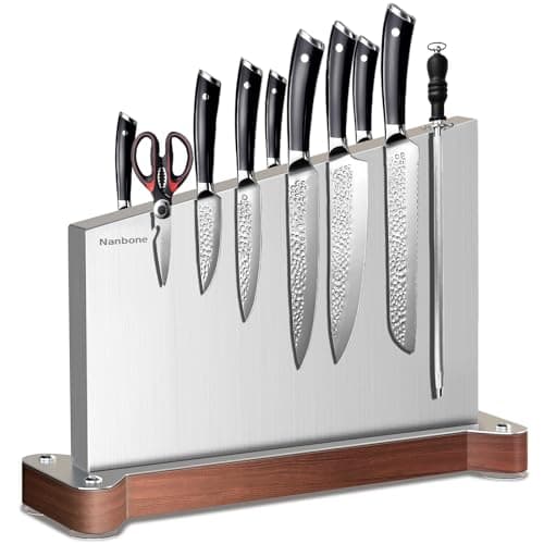 Nanbone Magnetic Knife Block Without Knives Large Double Side Magnetic Knife Holder Stand with Strong Magnet, Stainless Steel Knife Storage Organizer for Kitchen Counter Knife Rack Three Magnet Strip — image 1