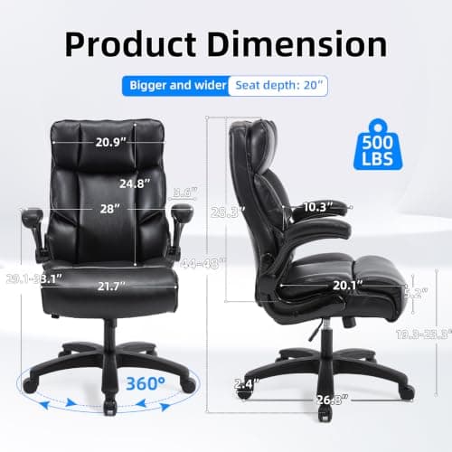Big and Tall Office Chair 500lbs Heavy Duty Desk Chair for Heavy People view 2