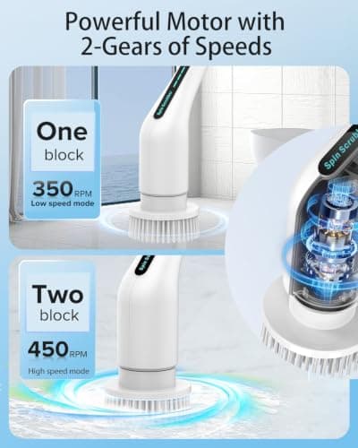 Electric Spin Scrubber, Shower Cleaner with Adjustable Extension Handle view 4
