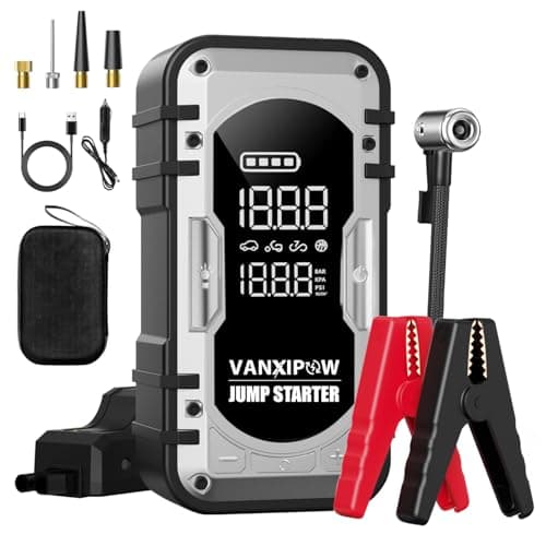 Portable Car Battery Jump Starter with Air Compressor, VANXIPOW 4500A 150PSI (9.0 L Gas/8.0L Diesel), 12V Jump Box Car Battery with 600 Lm LED Light, with Large LED Display, Power Bank — image 1