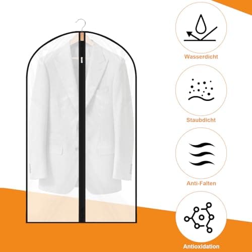 6 Pack Garment Bags 60 * 100cm, 40in PEVA Translucent Garment Covers, Suit Storage Bags, Dress Organizer Bags Used To Protect Shirts, Winter Coats, Jackets view 5