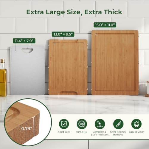 Formaldehyde Free, Glue Free, Bamboo Pure Titanium Cutting Board Set view 5