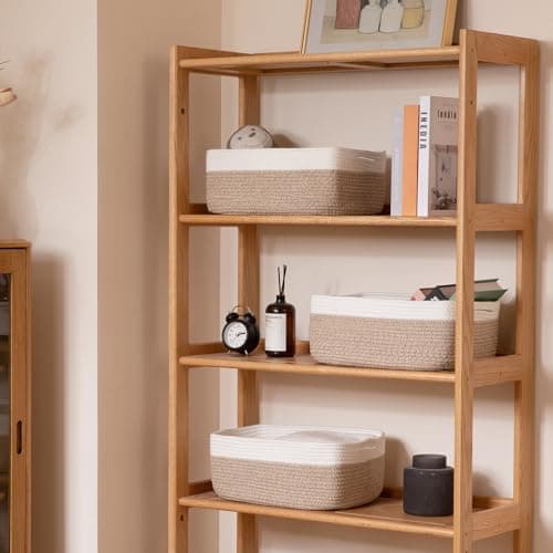 OIASKET Storage Baskets for Organizing 3 Pack, Woven Baskets for Shelves, | Closet Organizer Bins with Handle, Empty Gift Basket, Toy Storage for Toys, Blankets, Towels, Clothes, Books, 15"x11.42"x6.7" view 4