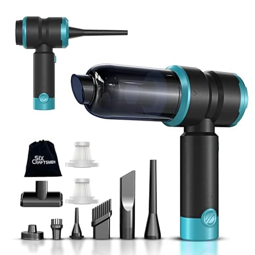 Handheld Car Vacuum with 15000PA Power, 4 in 1 Powerful Cordless Vacuum Cleaner & Air Duster with 2000mAh Battery, Rechargeable Portable Mini Hand Held Vacuum for Car, Home,Office,Pet Hair（Blue）