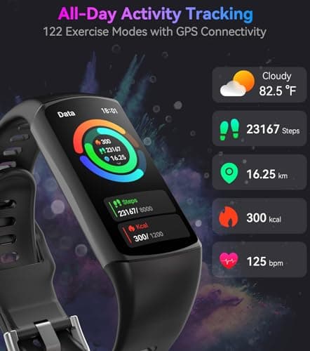 Smart Watch Fitness Tracker with 24/7 Heart Rate, Blood Oxygen Blood Pressure Monitor Sleep Tracker 120 Sports Modes Activity Trackers Step Calorie Counter IP68 Waterproof for Andriod iPhone Women Men view 6