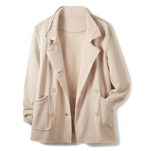 Ainangua Classic Trench Coats for Women Double Breasted Blazer Fleece Peacoat Jackets Essentials Fall Winter Coat(Khaki,S)