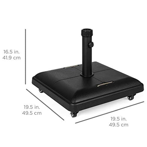 Best Choice Products 81-Pound Heavy Duty Square Concrete Rolling Outdoor Patio Umbrella Base Stand w/Locking Wheels, Handles view 2