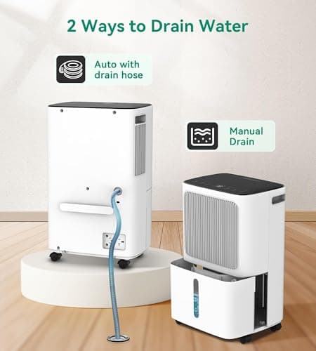 2500 Sq.Ft Dehumidifier for Basement with Drain Hose Max 34 Pints, VEAGASO Dehumidifiers for Home, Large Room, Bathroom, Bedroom, Three Modes, Intelligent Humidity Control, Dry Clothes, 24HR Timer view 4