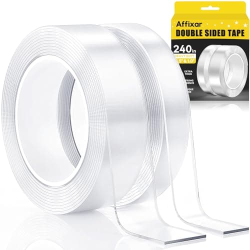 Affixar Double Sided Tape Heavy Duty 240", Extra Strong Waterproof Removable Nano Mounting Tape for Posters, Rugs, Picture Hanging, Wall Decor, Office & Outdoor Use Binding Tape