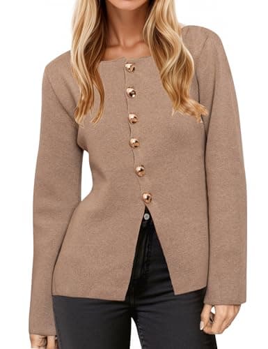 MSBESYOR Button Up Cardigan Sweater for Women Long Sleeve Lightweight Knit Business Blazer Tops — image 1