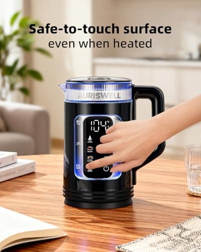 Auriswell Electric Tea Kettle with Temperature Control, Glass smart Water Boiler for Tea, Coffee & Boil, Automatic Shut Off, 12h Keep Warm & One-Touch 6 Presets view 6