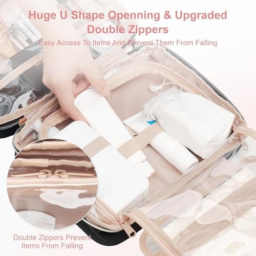 Everfun Hanging Toiletry Bag for Travel, 11x7.75x4.5 inch Medium Capacity Cosmetic Organizer with Leakproof Wet/Dry Compartment, Waterproof Dopp Kit Toiletries Bag for Women Pink view 5