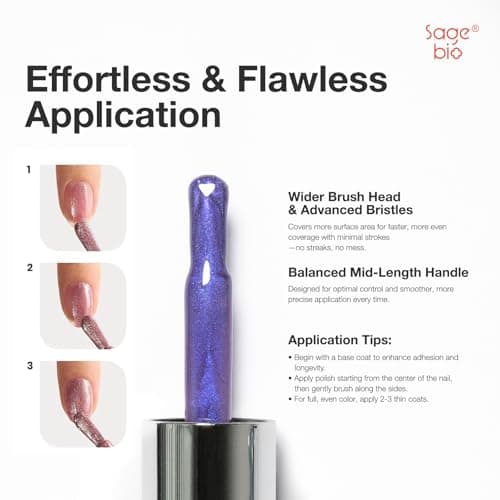 SAGEBIO Cat Eye Gel Nail Polish 15ml Amethyst Glow, Magnetic Shimmer Glass Bead Effect, UV LED Soak Off Nail Gel, Ideal for DIY Home Use view 3