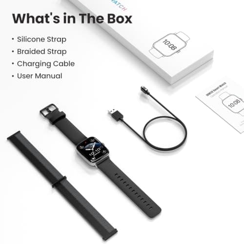Smart Watch for Women Men, 2 Bands Health&Fitness Watch for iPhone/Android, Make Call and Message Notice, 24/7 Heart Rate/Sleep/SpO2 Tracker, 1.85" HD Smartwatch with 110 Sport Modes, IP68 Waterproof view 5