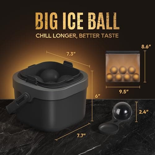 Mooues Clear Ice Ball Maker Mold, Whiskey Ice Cube Tray, 2.4 Inch Large Round Ice Molds for Cocktails Whisky Bourbon Liquor, Best Dad Ever Gifts for New Dad Husband Men who Have Everything view 3