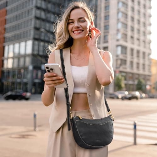 S-ZONE Small Leather Crossbody Bags for Women Cute Purses with RFID Anti-theft Pocket Trendy Shoulder Bag Handbags Satchel view 2