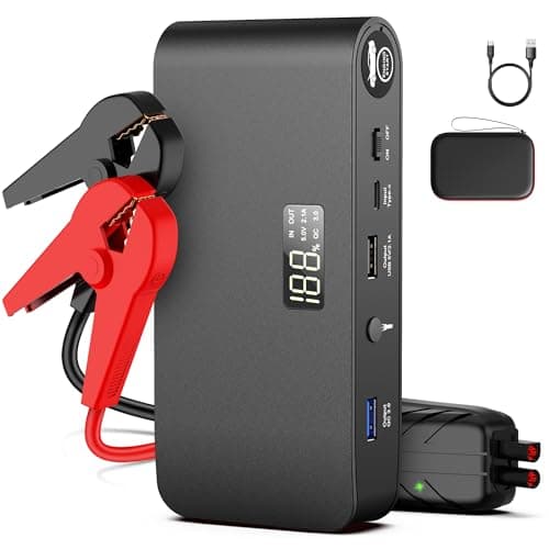 BOOKOO Car Battery Jump Starter 4000A,16000mAh Portable Battery Jumper Cables for Car 8L Gas 7L Diesel Engines,Jump Box with USB QC 3.0 PD 18W Fast Charging,3 LED Modes with SOS for Emergency Use — image 1