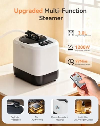 noerishia Portable Sauna for Home with 3L 1200W Steamer, Big Folding Chair, 99 Mins Timer, 9 Levels, Pernoanl Steam Sauna Tent Dual YKK Zippers for Home Spa Detoxification, 32' x32' x 71', Light Blue view 5