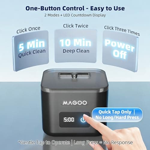 Ultrasonic Retainer Cleaner Machine, Denture Cleaner for Aligners Night Guards Braces Mouth Guards Toothbrush Heads，All-in-One Dental & Jewelry Cleaner, 45kHz 200ML, Dual Modes view 3