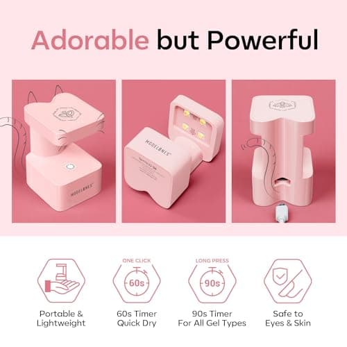 Modelones Mini UV Light for Gel Nails, Small Cure Lamp, Flash Cure for Gel x Nails, LED Portable USB for Fast Curing, Pink view 2