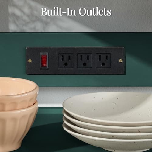 Best Choice Products Rolling Kitchen Island Cart, Single Door Cabinet W/Drawer, Sliding Tray, Outlet, Swivel Lockable Wheels, Hooks, Coffee Cart, Microwave Stand, for Dining Room - Forest Green view 5