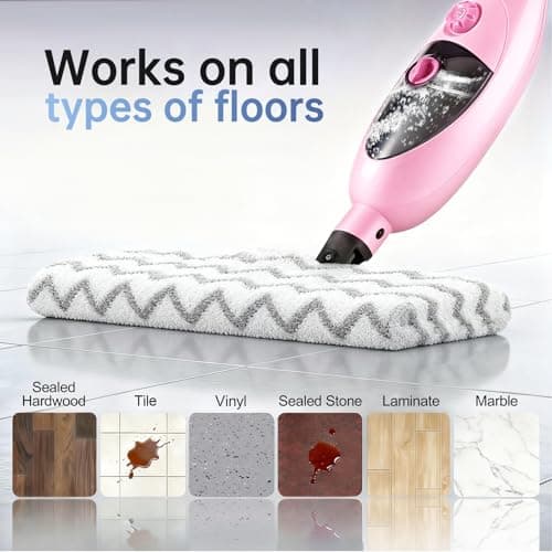 Moolan Steam Mops for Floor Cleaning, Steam mop for Hardwood Floors with Adjustable Steam & Double-Sided Pads, Floor Steamer for Laminate Floor, Tiles, Grout, Furniture (400ML Tank) view 4
