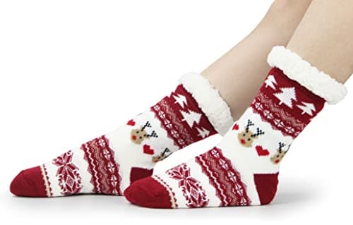 BenSorts Women Winter Thick Slipper Socks with Grippers Non Slip Warm Fuzzy Socks Christmas Gifts view 5