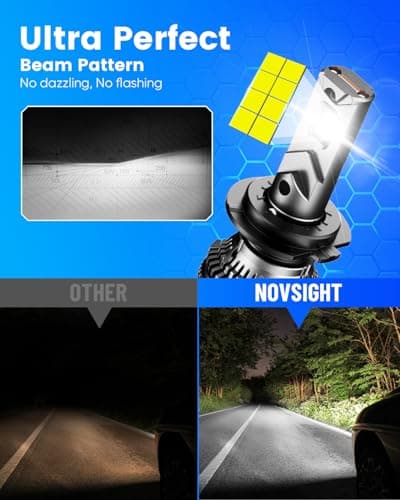 NOVSIGHT 𝐇𝟕/𝐇𝟕 Bulbs Ultra Bright - 70000LM High Power 𝐇𝟕 Light Bulb 6500K White, Effective Heat Dissipation With Turbo Fan, 100,000+ Hours Lifespan, IP68 Waterproof, Pack of 2 view 6