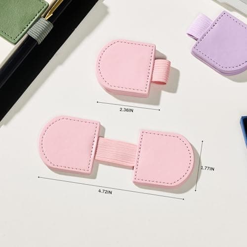 2Pcs Magnetic Leather Bookmarks with Gift Box Round-Shaped Magnetic Pen Holder Book Marks Clip Gift for Book Lover Readers Cute Bookmark for Women, Purple view 3