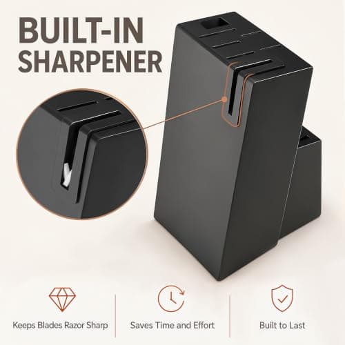Knife Set with Built-in Sharpener Block, Dishwasher Safe view 3