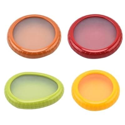 Iosjeude Set of 4 Reusable Storage Containers Avocado Saver Onion Keeper Tomato Holder Fruit Saver Fruit Organizer Soft Shell Food Container for Fridge Keep Fresh