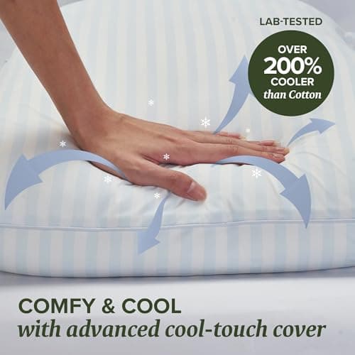 Beckham Hotel Collection Summer Sanctuary King Pillow - Cooling Qmax Adjustable Down Alternative Pillow w/Extra Fill, Ideal for Side Back Stomach Sleepers view 2
