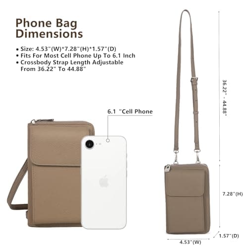 Women's Small Genuine Leather Crossbody Phone Purse and Wallet with Adjustable Strap, Fits cell phone up to 6.1 Inch view 3
