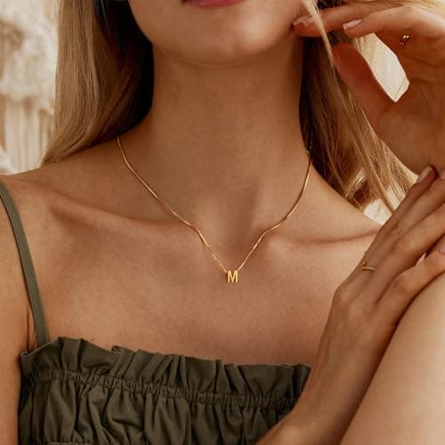 NOMOKOS Initial Necklaces for Women - Dainty 18K Gold Plated Initial Necklace Tiny A-Z Pendant Name Necklace Trendy Letter Necklace Gold Jewelry for Women Gifts view 3